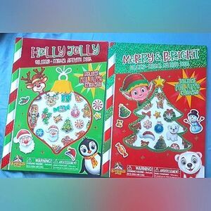 Set of 2 New Christmas Coloring and Sticker Activity Books with Puffy Stickers